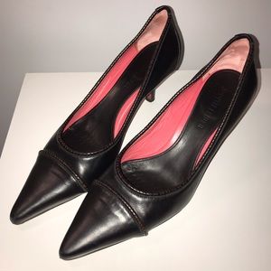 Judith Leiber black leather heels